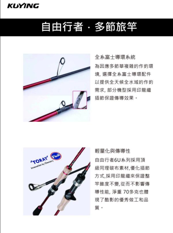 Kuying 酷影 自由行者 多節竿 路亞竿 旅竿 偷跑竿