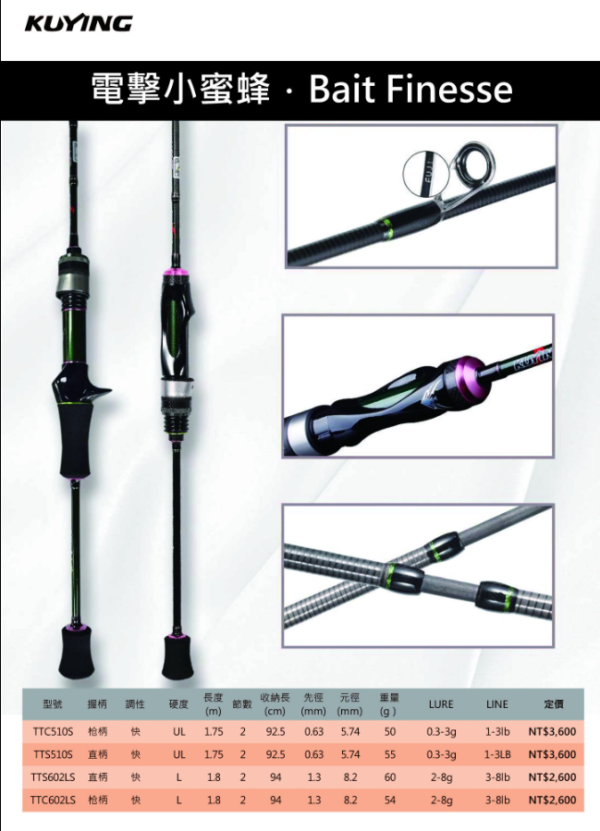 Kuying 酷影 電擊小蜜蜂 鱒魚竿